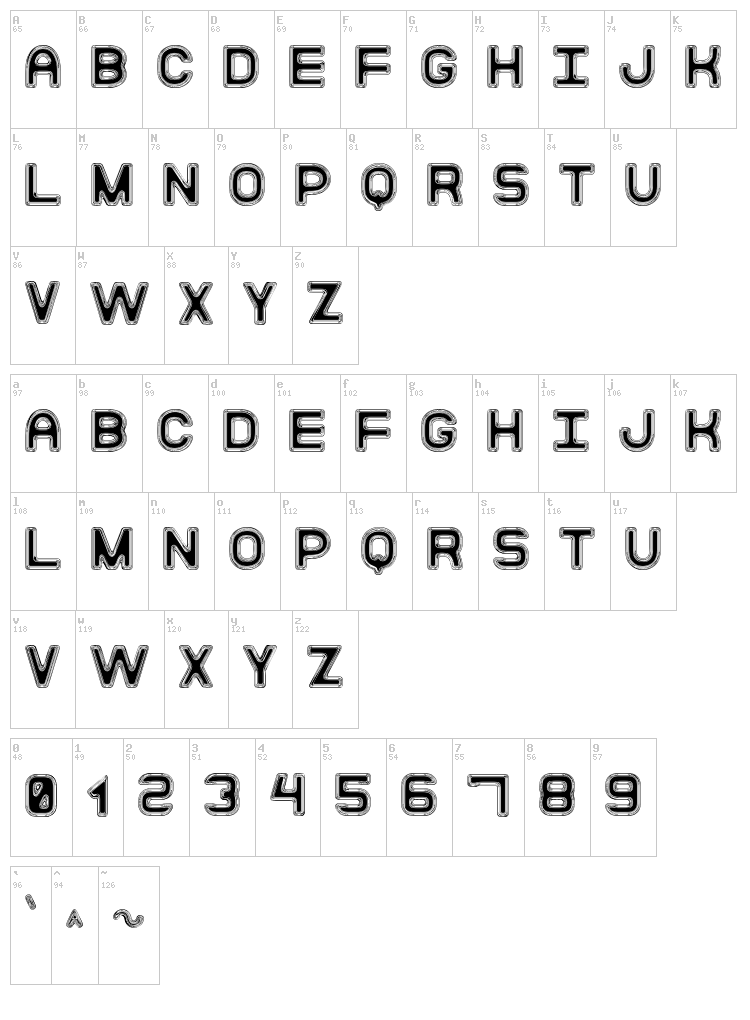 Moderna Disco St font map